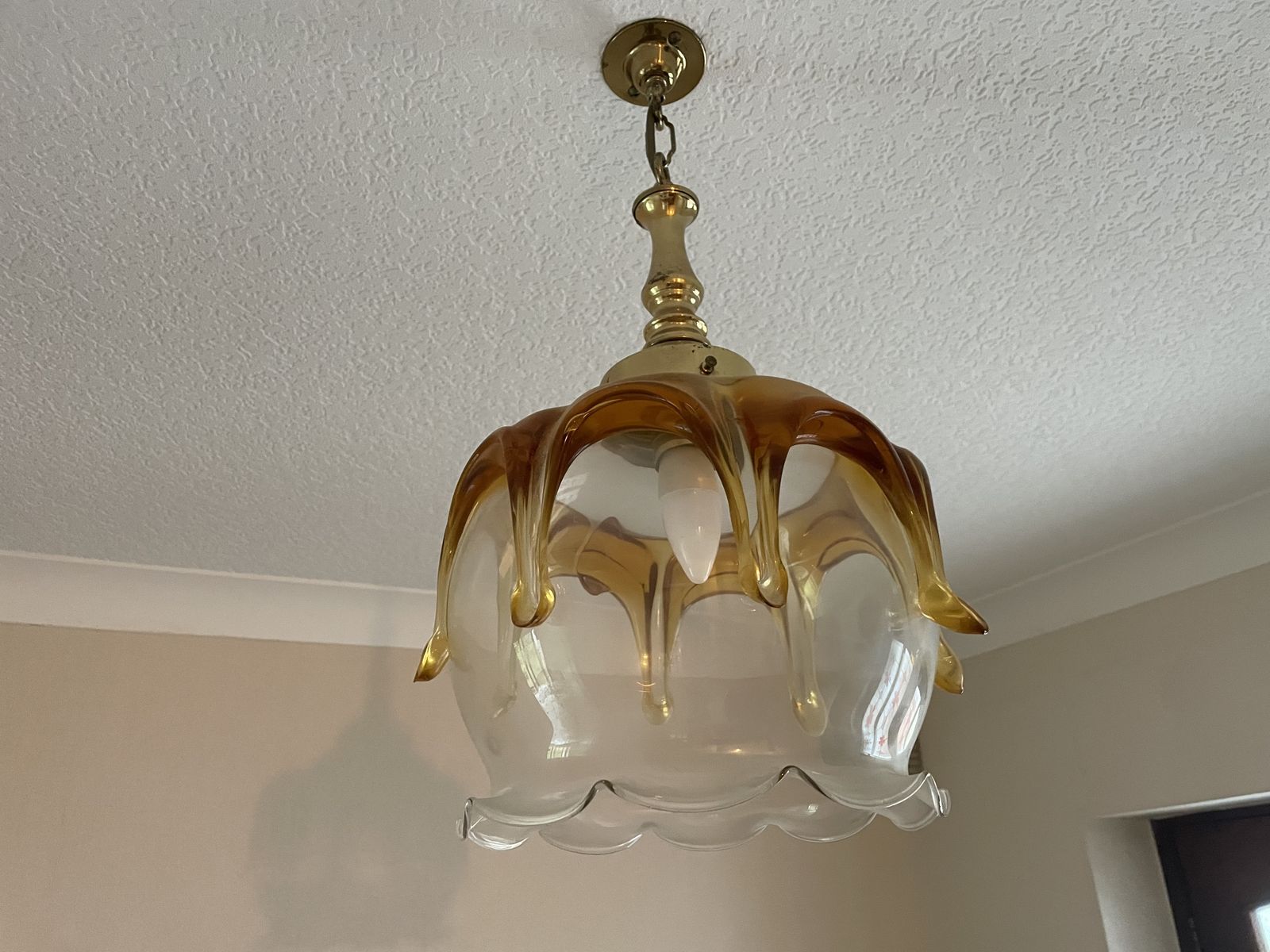 Murano Glass Vintage Ceiling Light Shades And Brass Ceiling Fittings (X2) photo buy