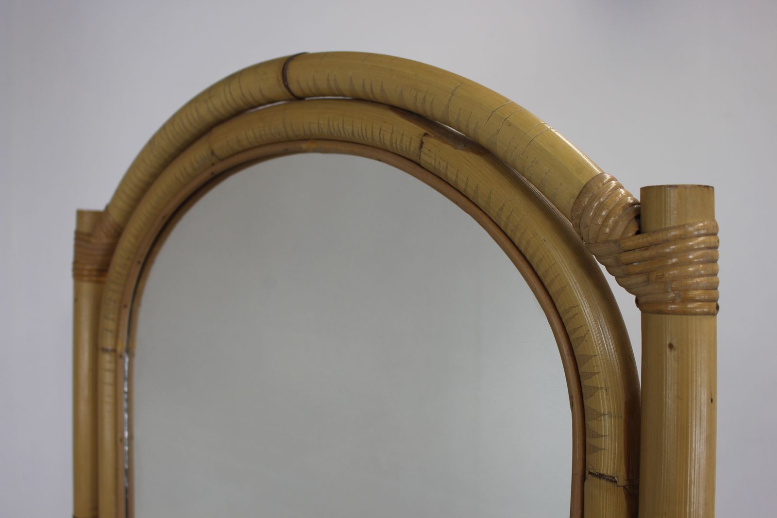 photo furniture Vintage 1980s Cheval Full Length Bamboo Mirror