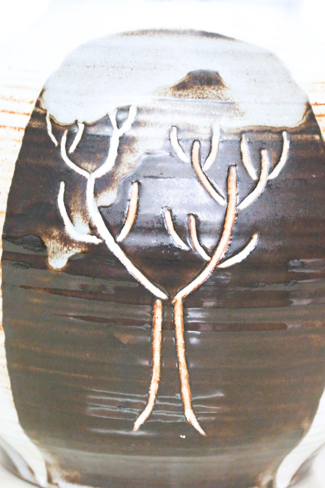 Large 1969 Vintage Studio Pottery Vase Mcm Vgc Unusual & Fascinating 4 Seasons photo buy