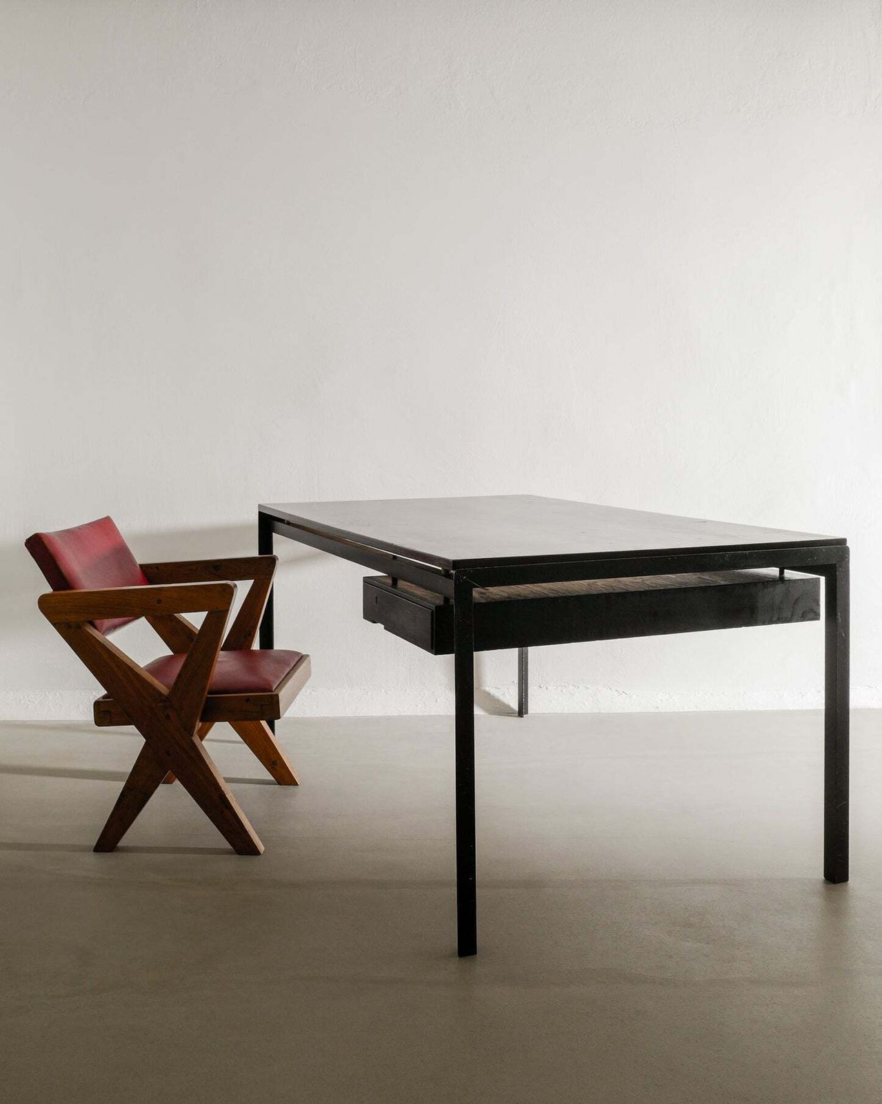 Danish Mid Century Wooden Steel "Pk52" Desk By Poul Kjærholm For Rud Rasmussen, 1950s photo 16500.0
