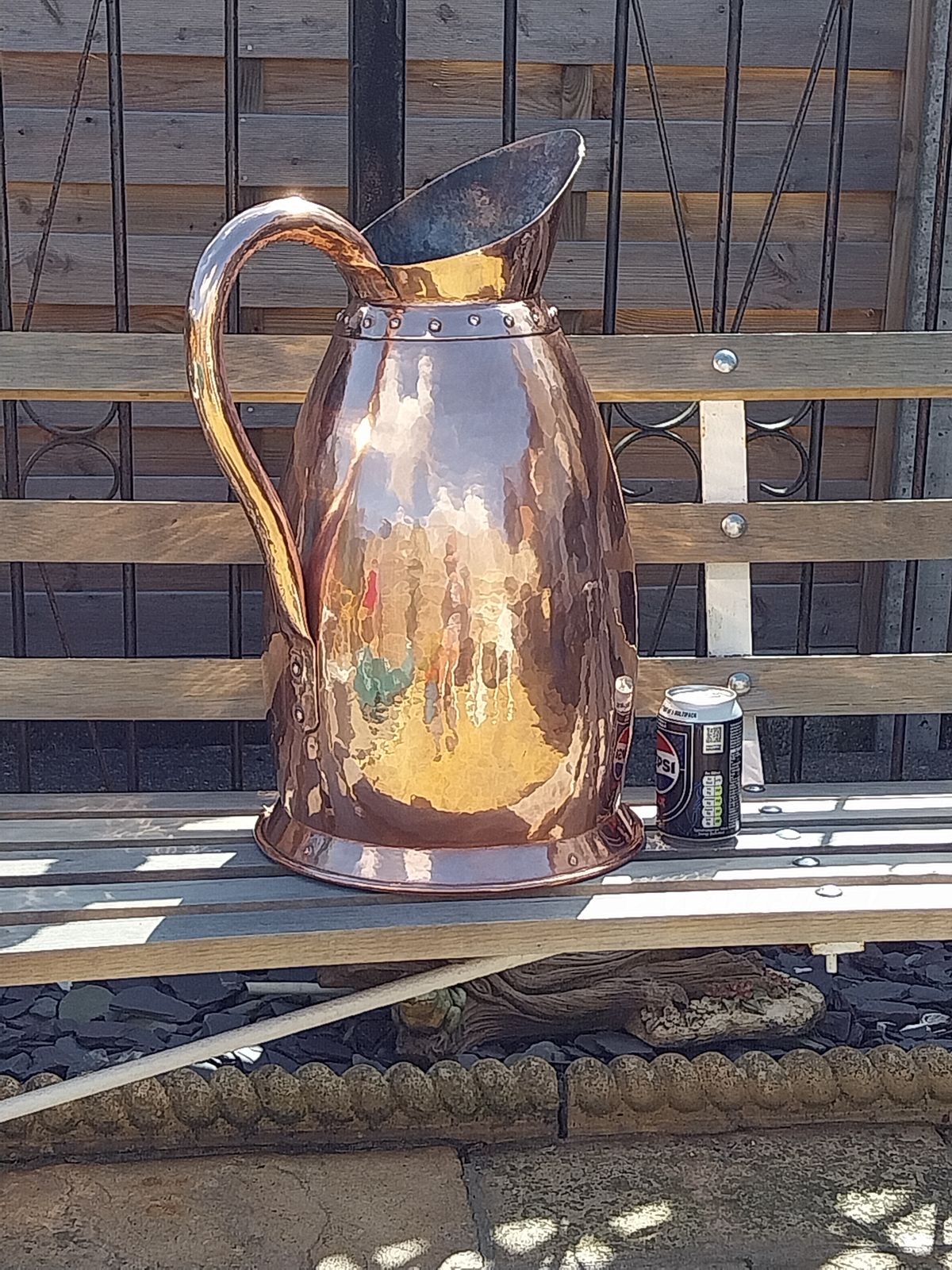Huge 20 Litre French Copper Jug. Cramped Seams And Hand Beaten. Circa 1820.