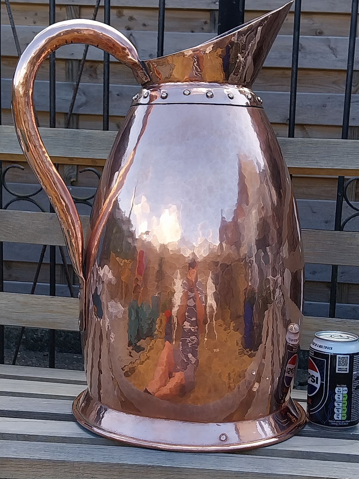 Huge 20 Litre French Copper Jug. Cramped Seams And Hand Beaten. Circa 1820. photo vintage