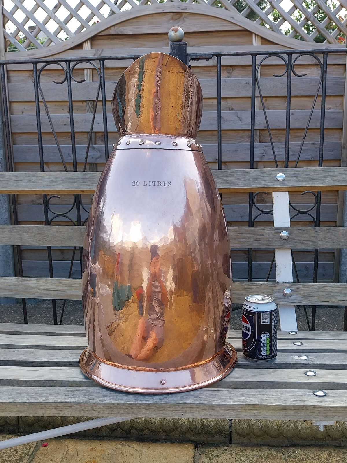 photo furniture Huge 20 Litre French Copper Jug. Cramped Seams And Hand Beaten. Circa 1820.