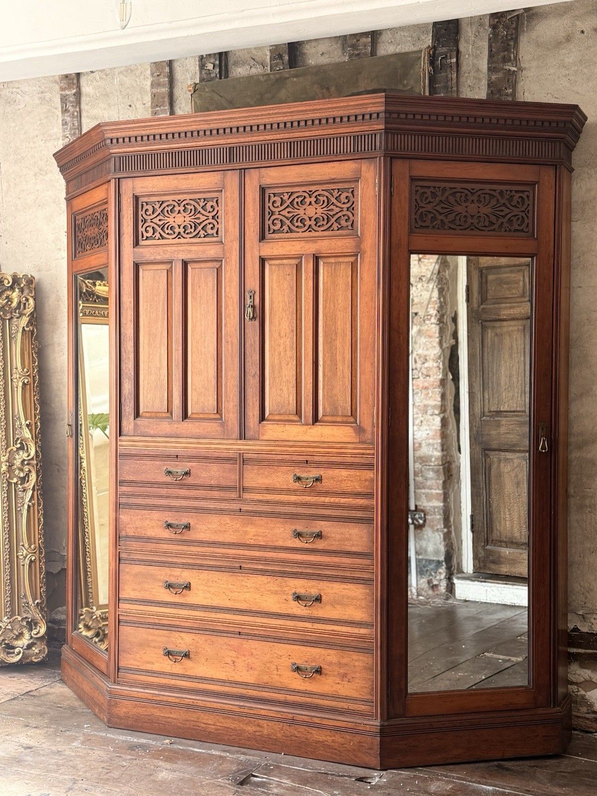 Magnificent Original Rare English Stamped Gillows Of Lancaster Wardrobe C 1880 photo furniture