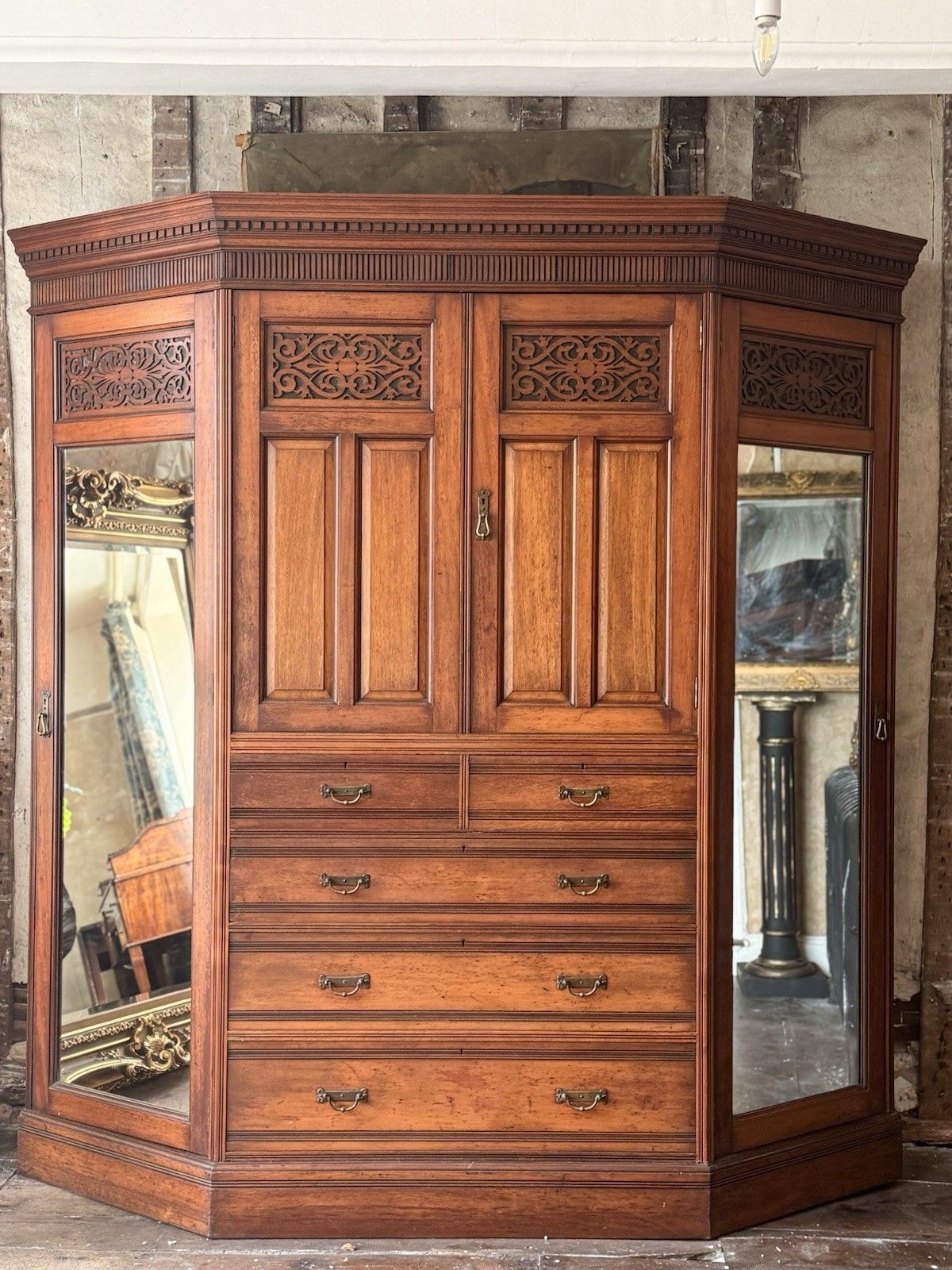 Magnificent Original Rare English Stamped Gillows Of Lancaster Wardrobe C 1880 photo for sale