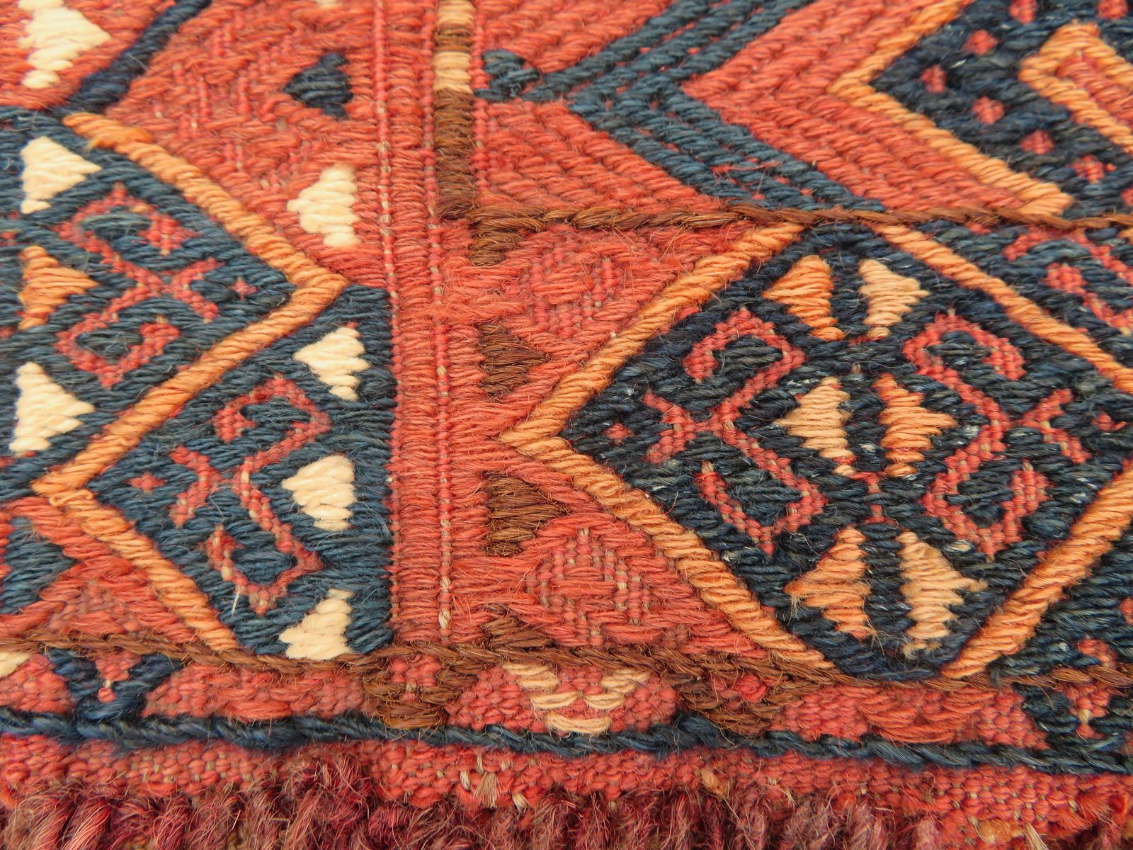 Antique Ersari Flat Weave Turkmen Torba .145cm X 46cm. Complete With Back & Tassels. photo Textiles