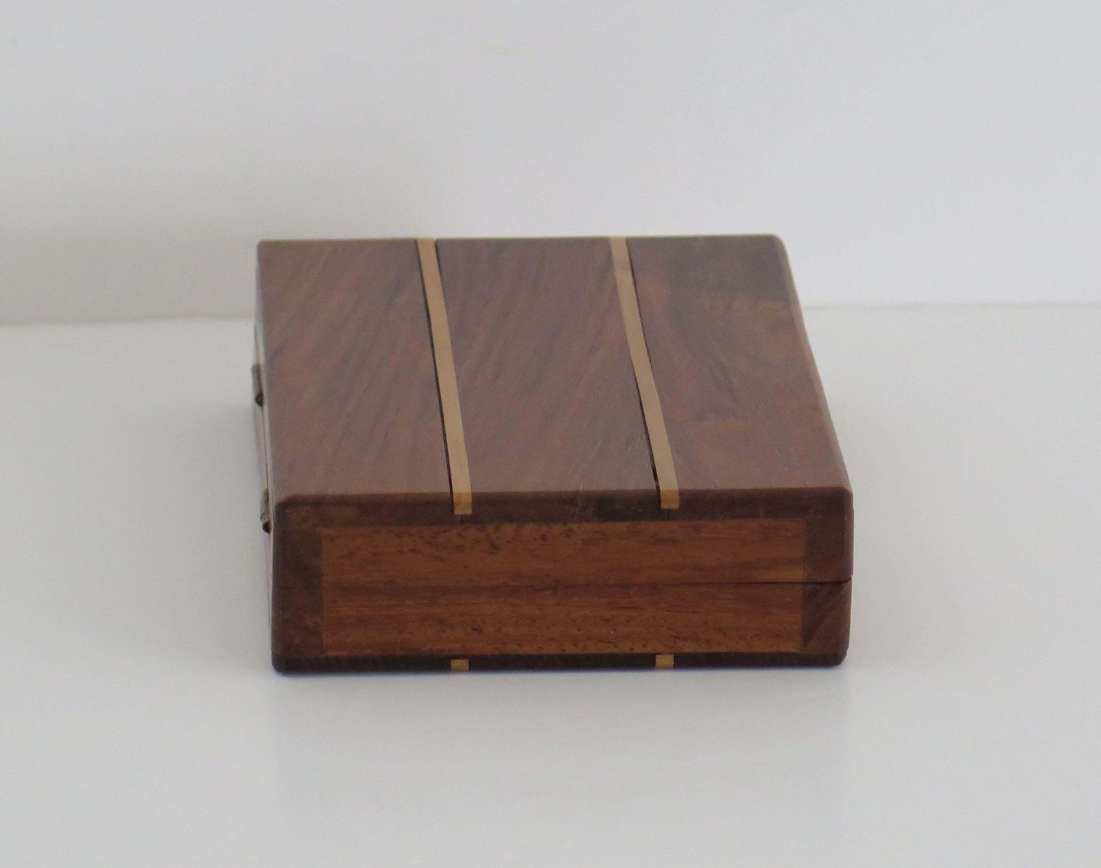 275.0 Miniature Travelling Chess Set Game Handmade In Walnut Inlaid Box, Circa 1940s photo