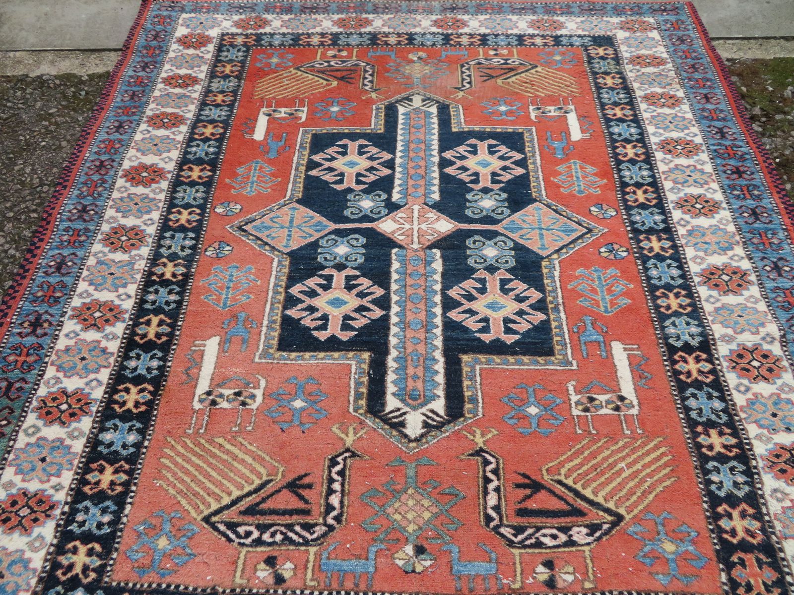 Afghan Caucasian Design Rug. Peacocks,Animals,Figures. 172cm X 158cm. photo 399.0