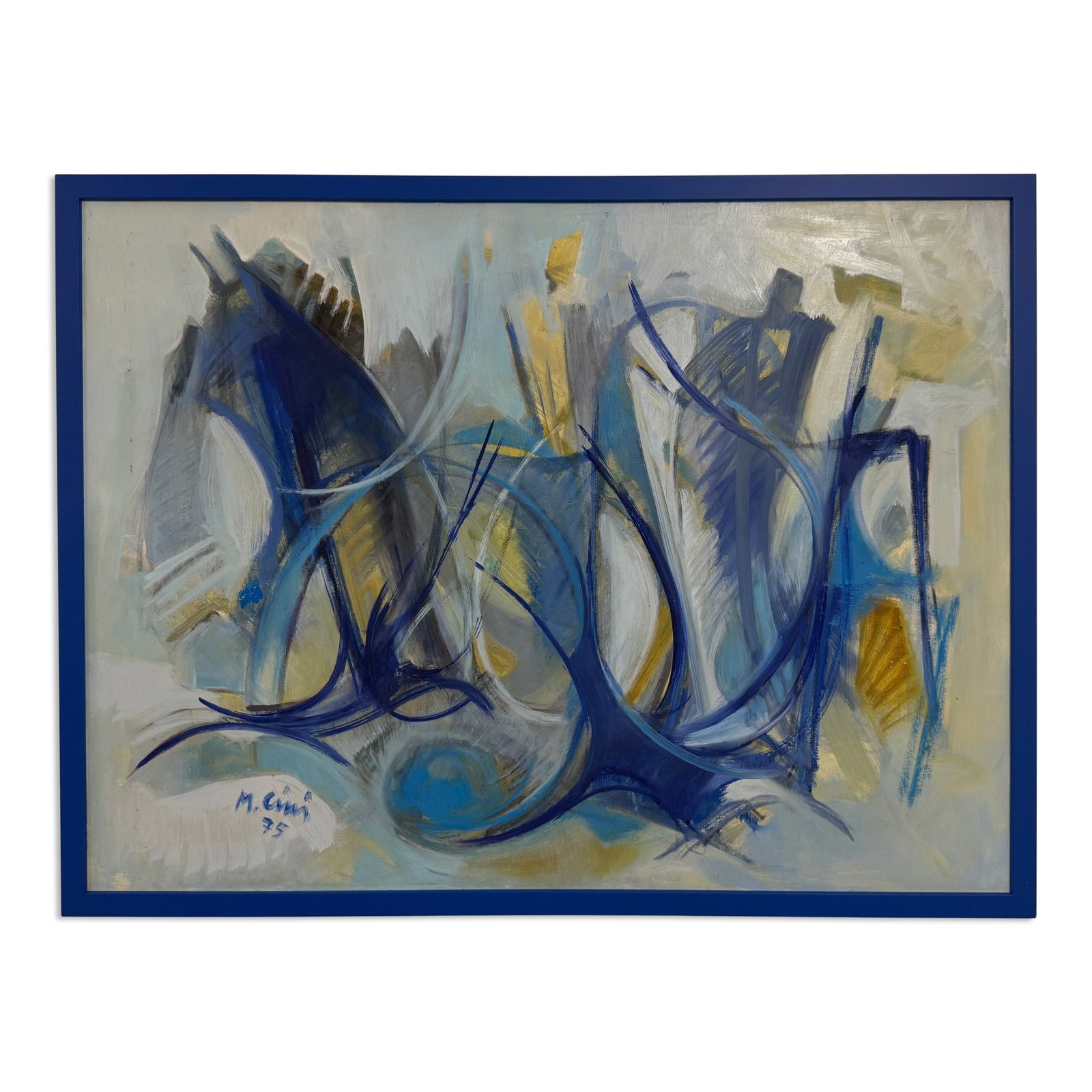 Italian Abstract Painting In Blue, 1975