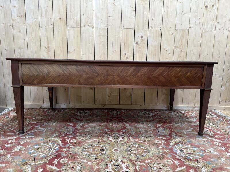 Bureau Plat De Style Louis XVI En Marqueterie 196 Cm photo vintage