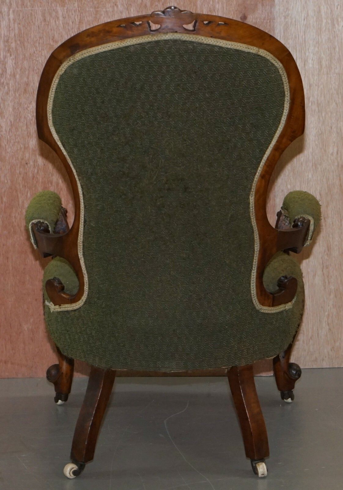 Furniture Lovely Victorian Library Reading Carved Wood Show Framed Armchair Original photo