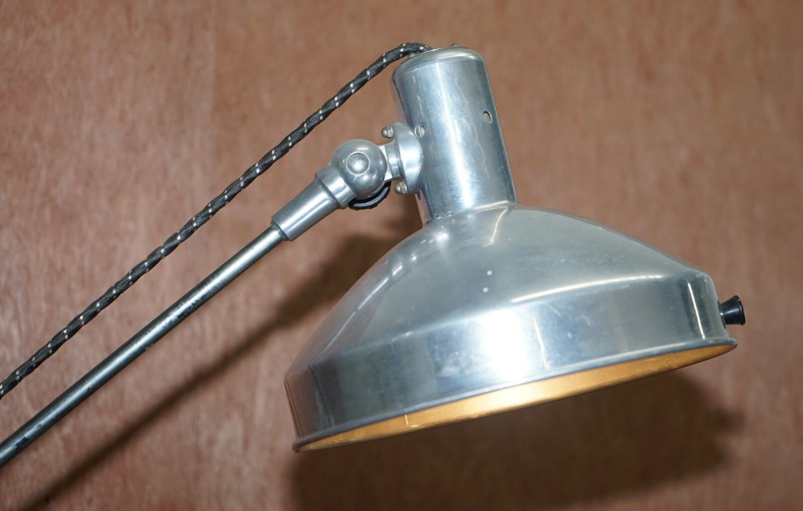 Mid Century Sol Tan Industrial Articulated Floor Lamp & Original Heating Bulb photo for sale