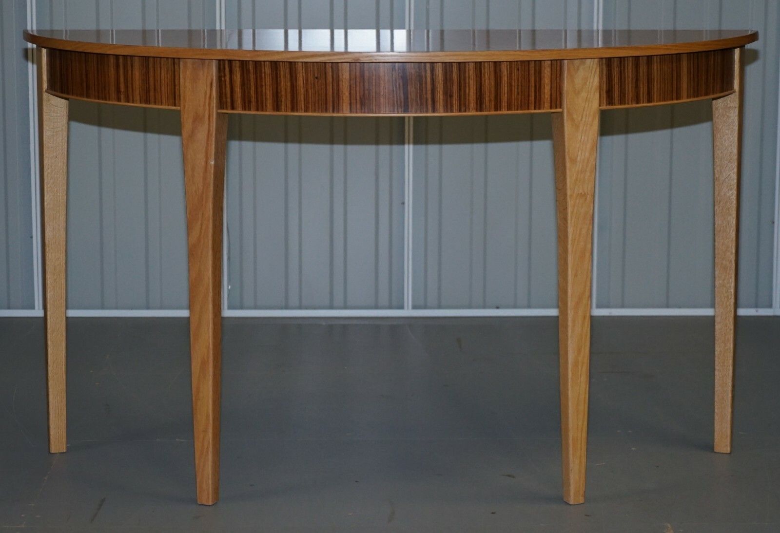 Brand New Ex Display Bevan Funnell Phoenix Zebrano Wood Demi Lune Console Table photo Furniture