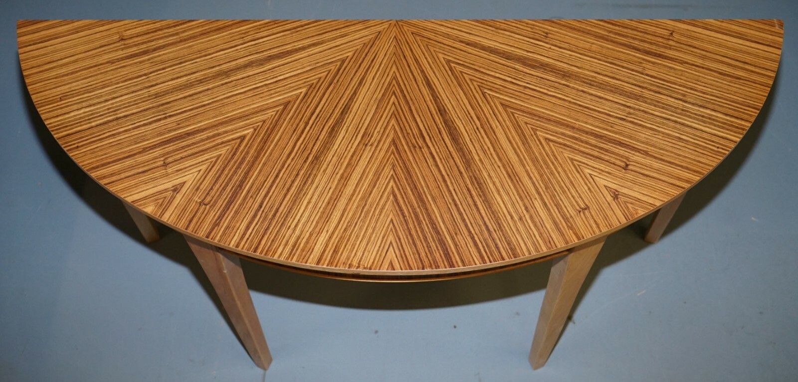 Brand New Ex Display Bevan Funnell Phoenix Zebrano Wood Demi Lune Console Table photo 950.0
