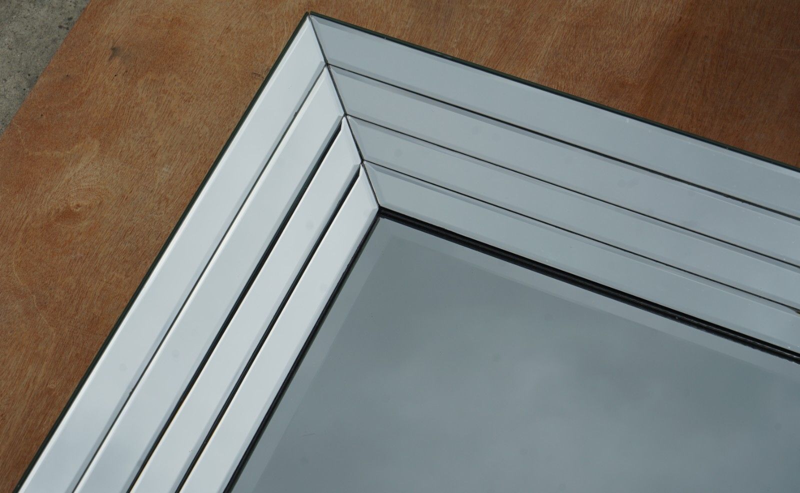 Lovely Large Triple Bevelled Edge Wall Hanging Mirror Designed To Pull Light photo vinterior