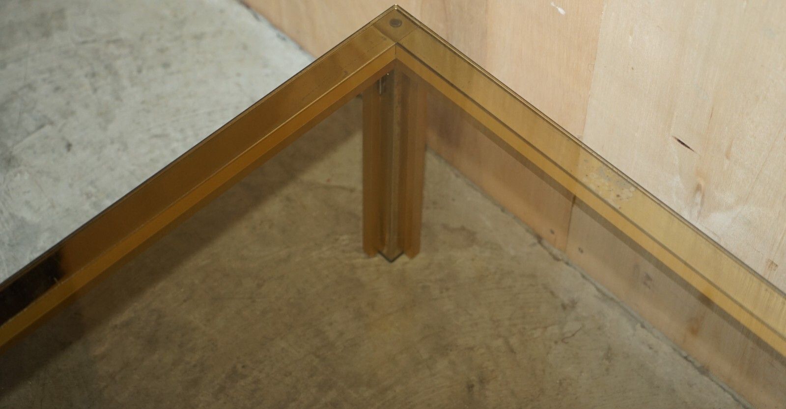 Circa 1950's Mid Century Modern Brass& Glass Coffee Cocktail Table Part Suite photo 950.0