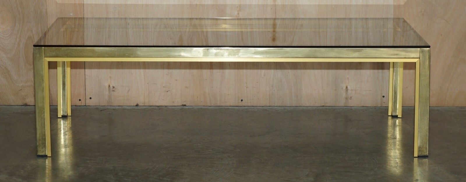 Circa 1950's Mid Century Modern Brass& Glass Coffee Cocktail Table Part Suite photo vintage