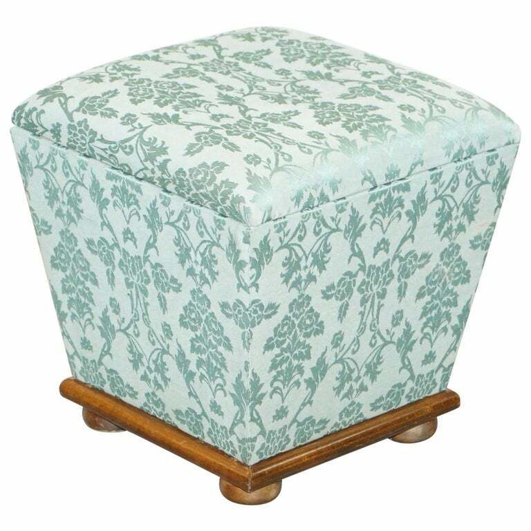 Exquisite Silk Upholstered Victorian Style Ottoman Stool Footstool With Storage