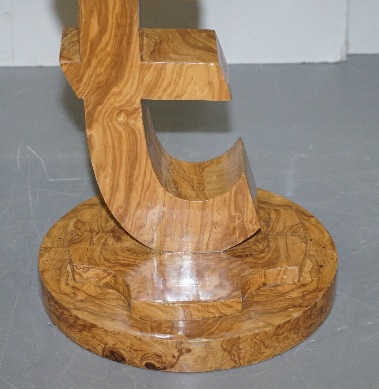 Lovely Art Deco Style Burr Walut Side End Lamp Table With Euro Sign Base photo buy