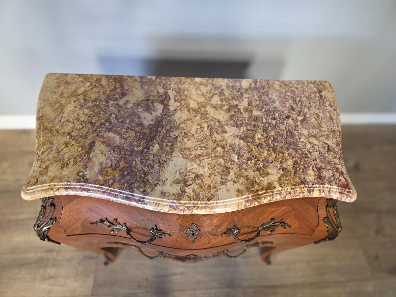 Antique French Inlaid Marble Top Commode/Chest photo vinterior