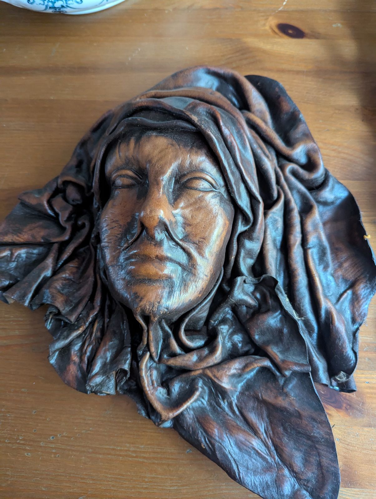 The Silent Council – Seven Sculptural Leather Faces By Tch Piel, Dominican Republic photo for sale