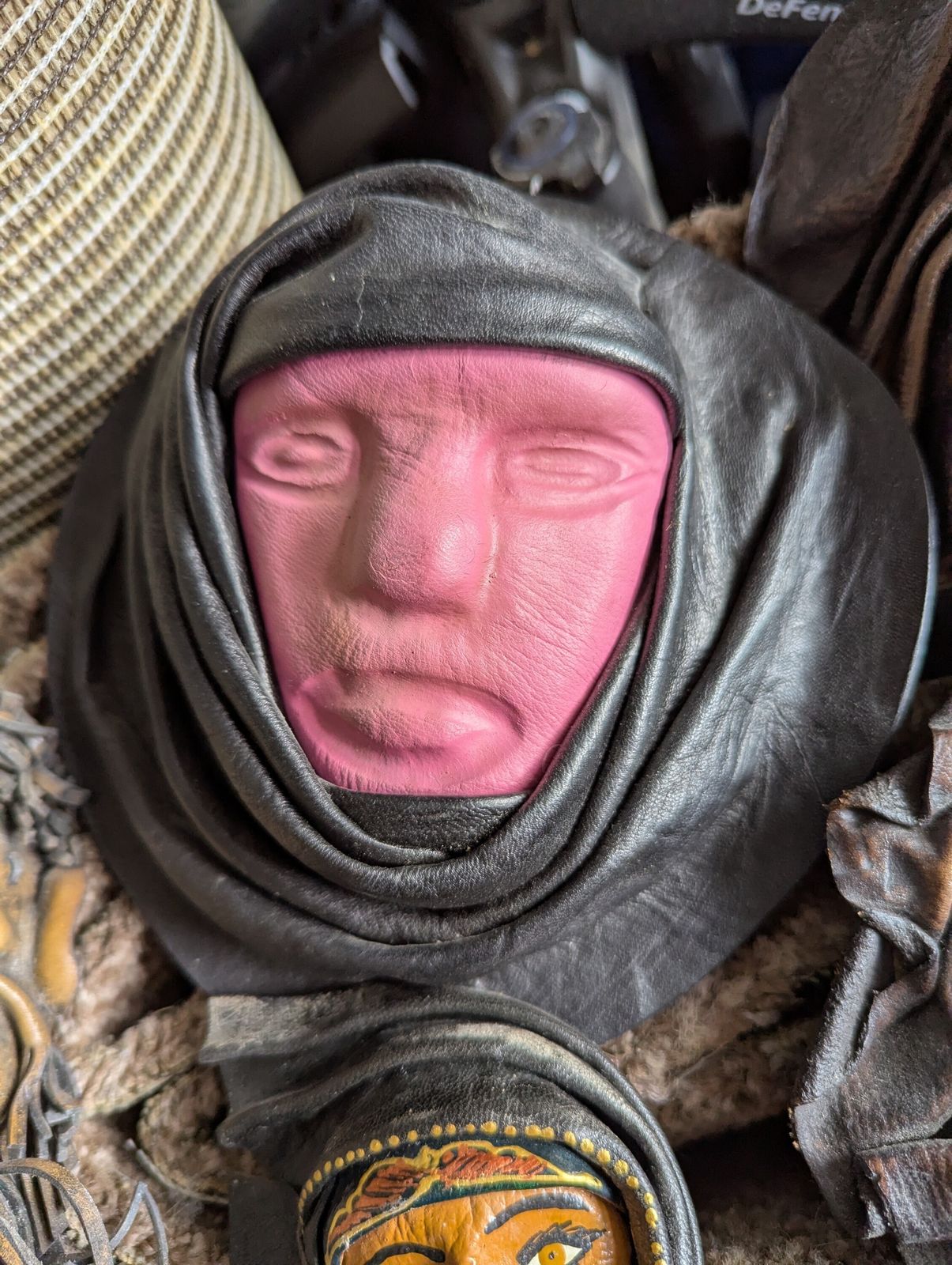 The Silent Council – Seven Sculptural Leather Faces By Tch Piel, Dominican Republic photo Art