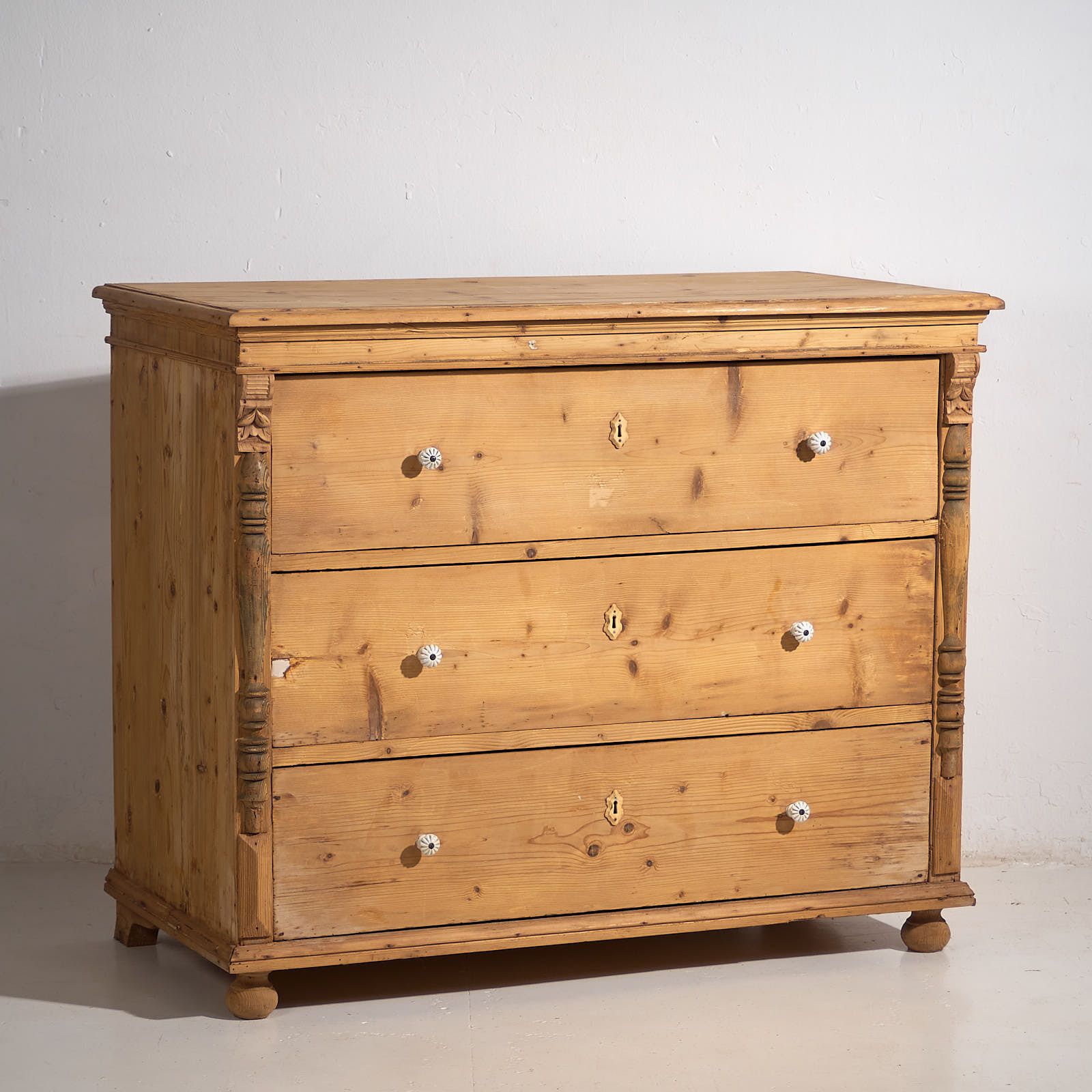 Antique Solid Wood Chest Of Drawers (C.1920) #4