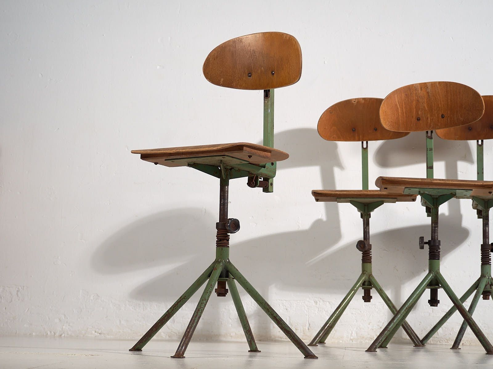 Industrial Style Workshop Chairs (C.1950). Set Of 4 Pieces #1 photo for sale