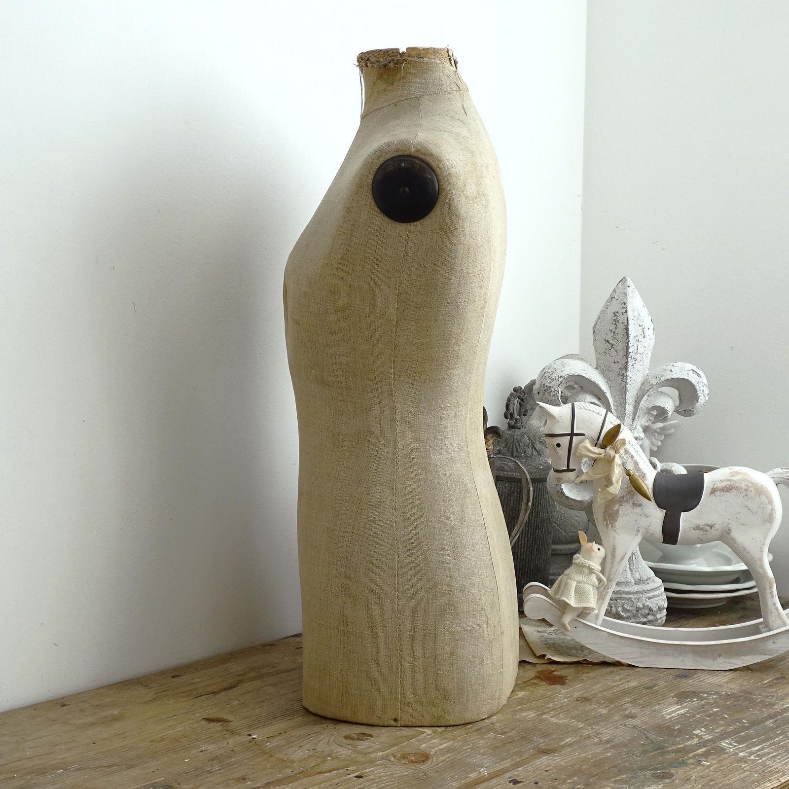 Antiek Frans mannequin: kleermakersetalagepop vrouwelijk, eikenhouten standaard photo buy