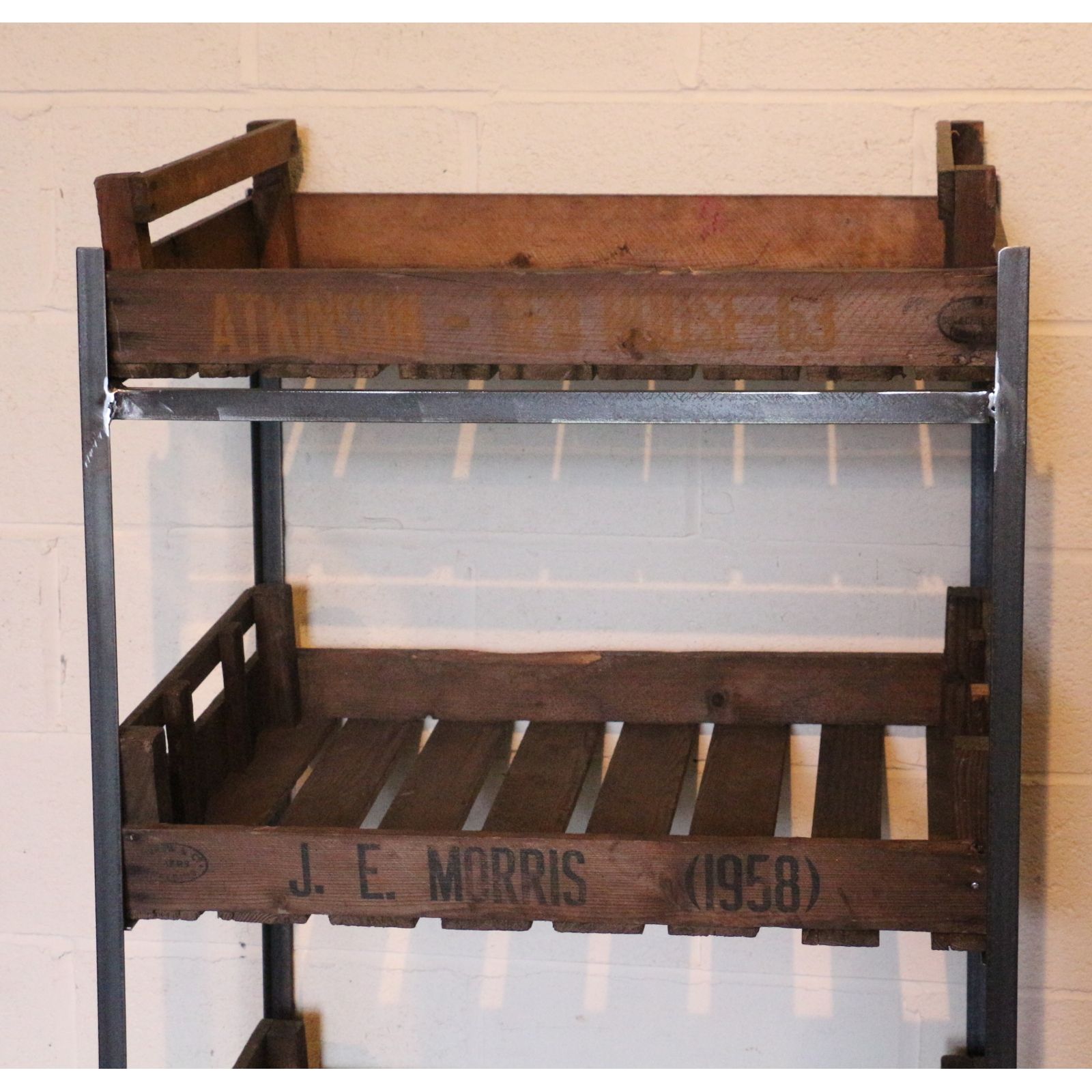 A Large Rustic Bakers Rack, Shop Display Stand, Storage Rack, Kitchen Stand, Set With Potato Chitting Trays photo buy