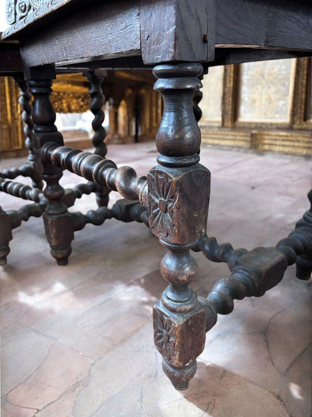 4 Late Victorian Heavily Carved Barley Twist Chairs photo for sale
