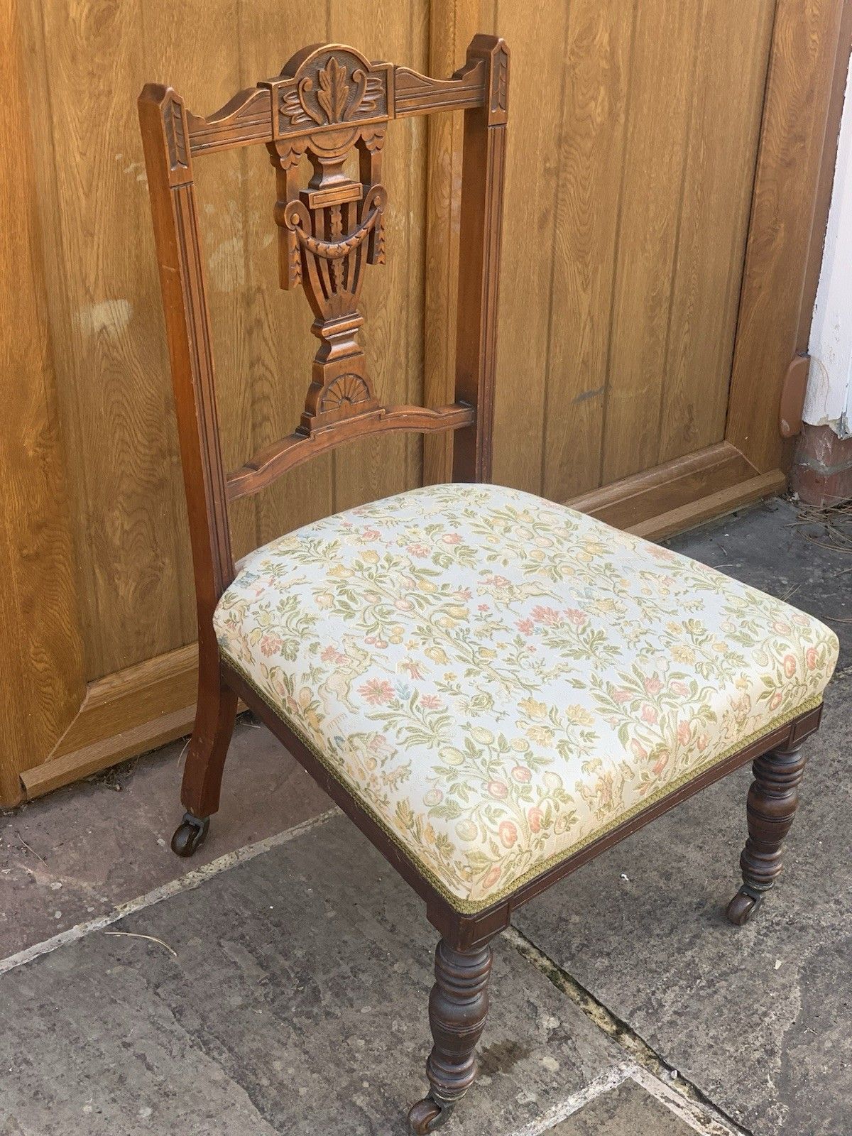 A Pretty Edwardian Walnut Bedroom Chair photo for sale
