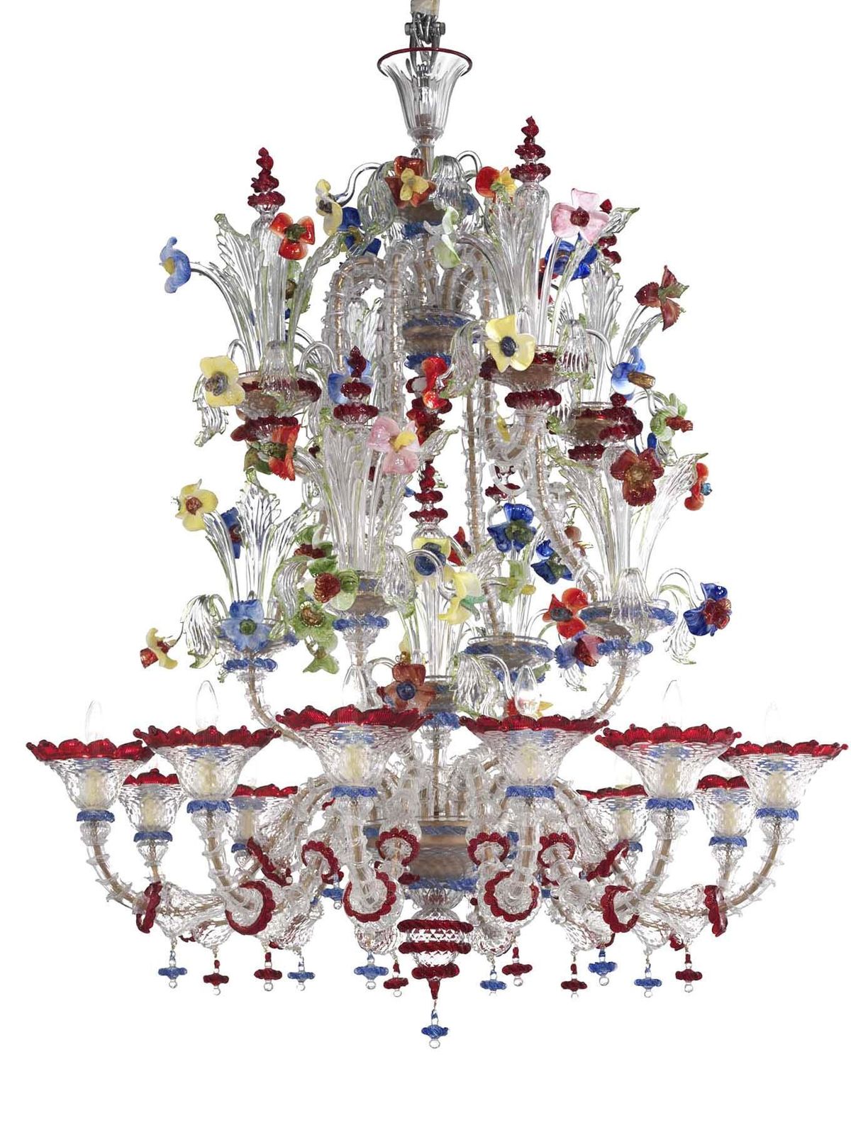 photo furniture Venetian Imperial Floral "Cà Rezzonico" Murano Glass Chandelier