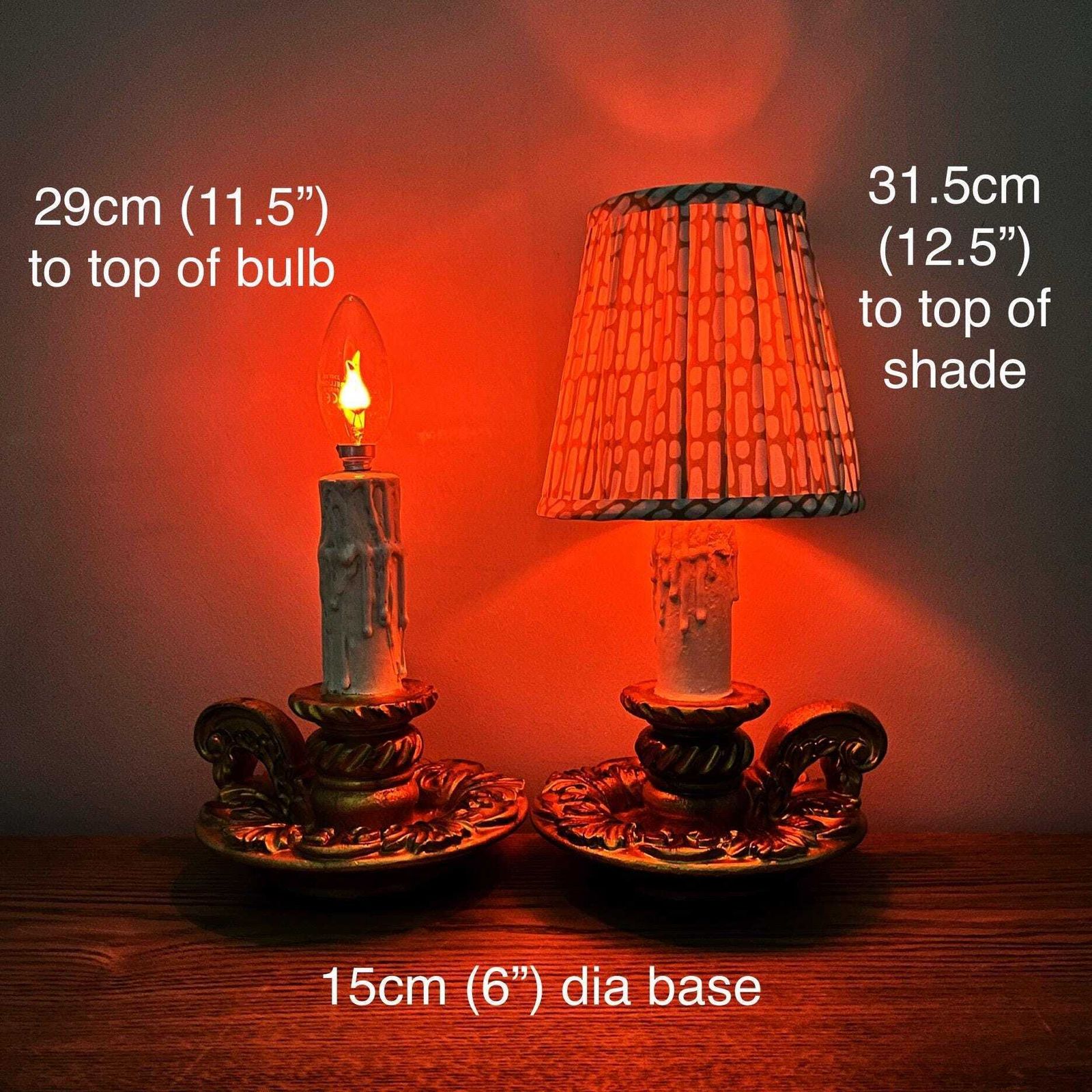 Pair Of Gold Colour Vintage French Chateau Style Chamberstick Lamps photo for sale