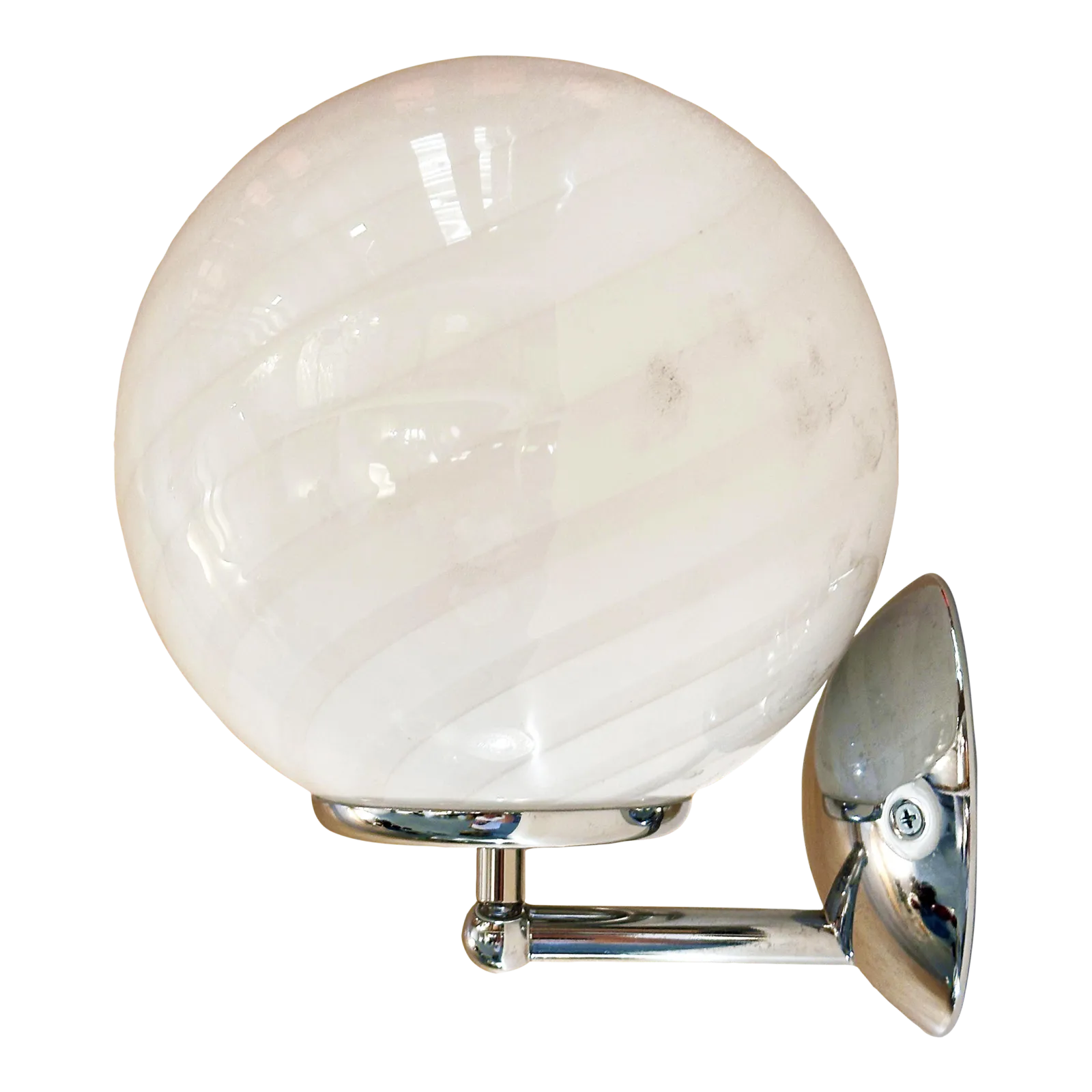 Contemporary Milky White Swirl Murano Glass Wall Sconce