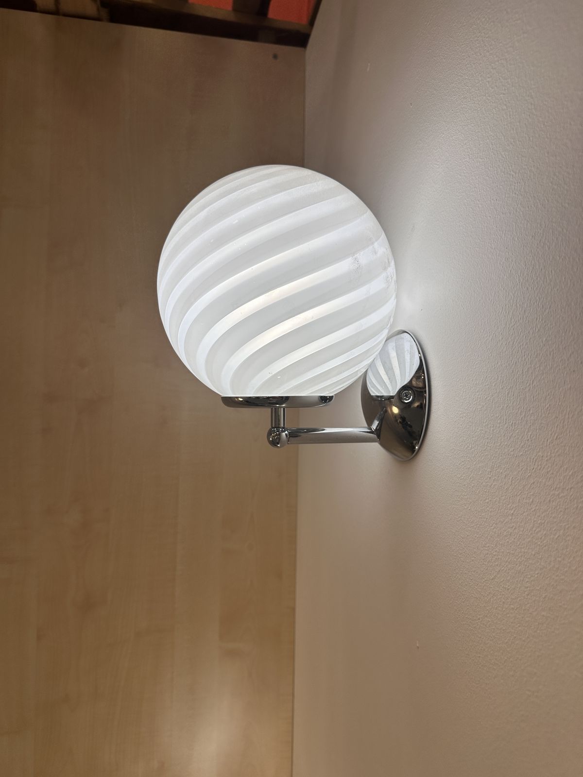 Contemporary Milky White Swirl Murano Glass Wall Sconce photo for sale