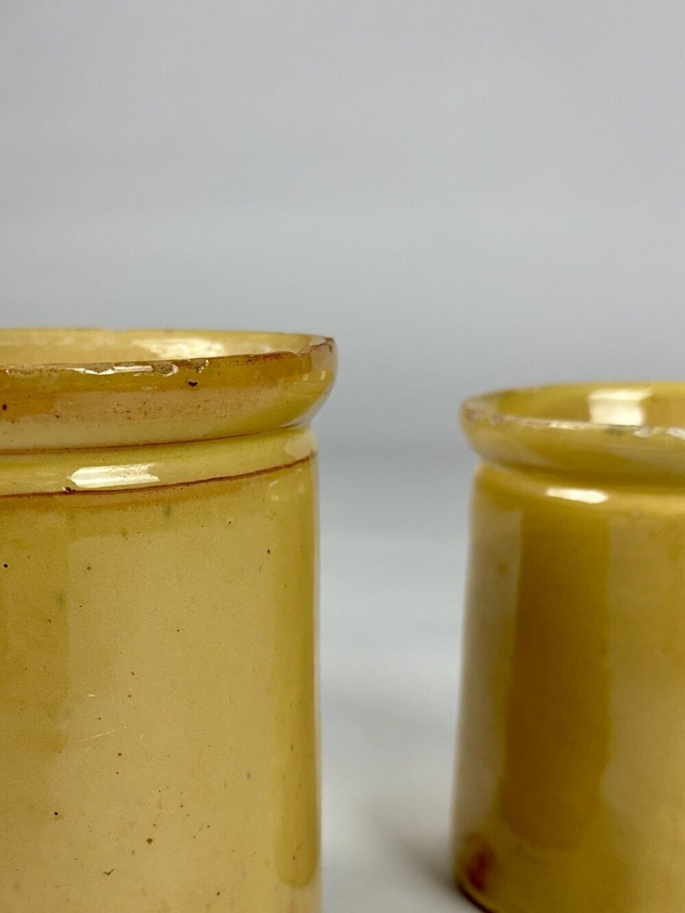 Collection Of Three Early 20th Century Yellow Slip Glazed Honey Pots photo Home Decor