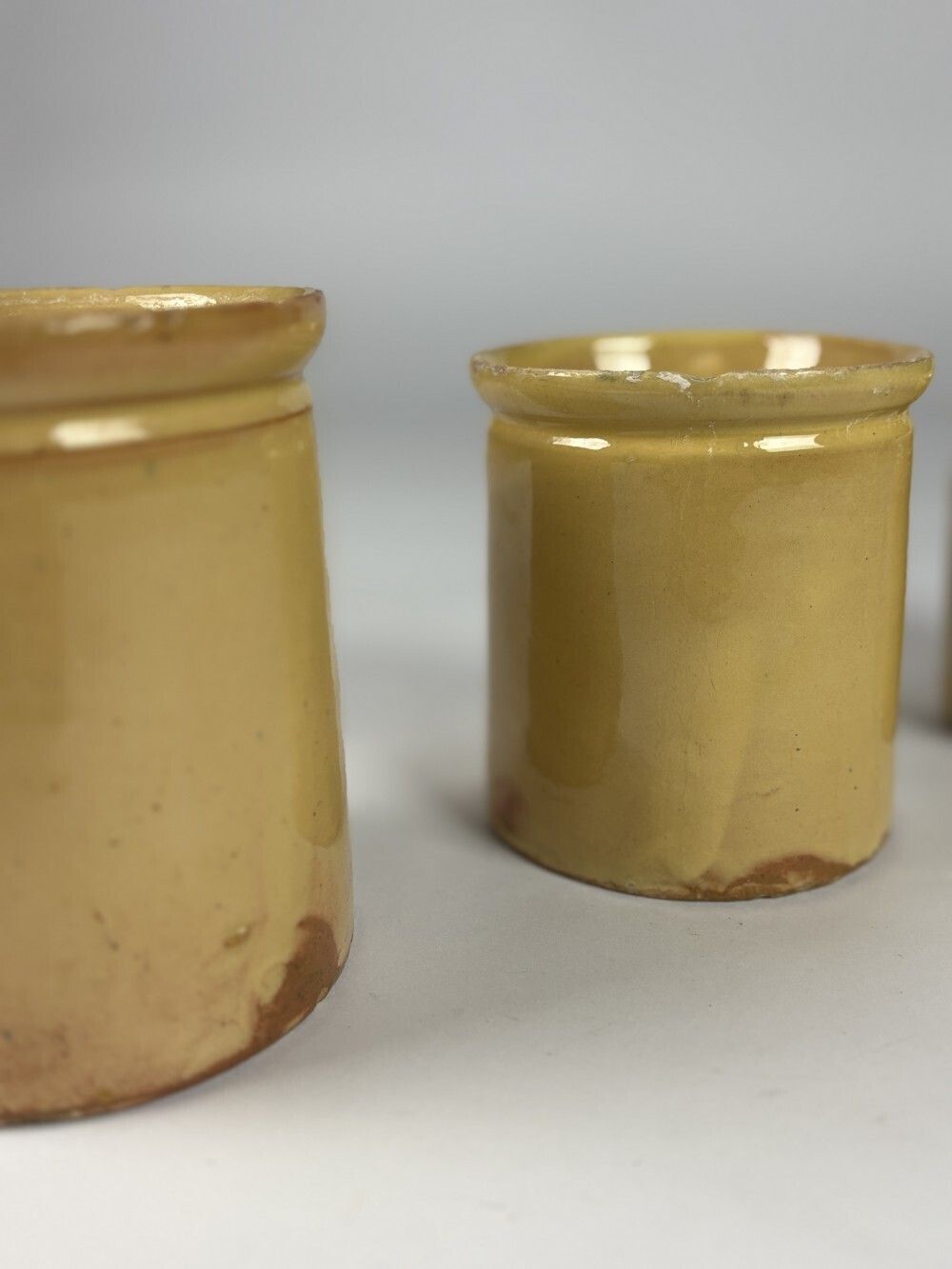 Collection Of Three Early 20th Century Yellow Slip Glazed Honey Pots photo 190.0
