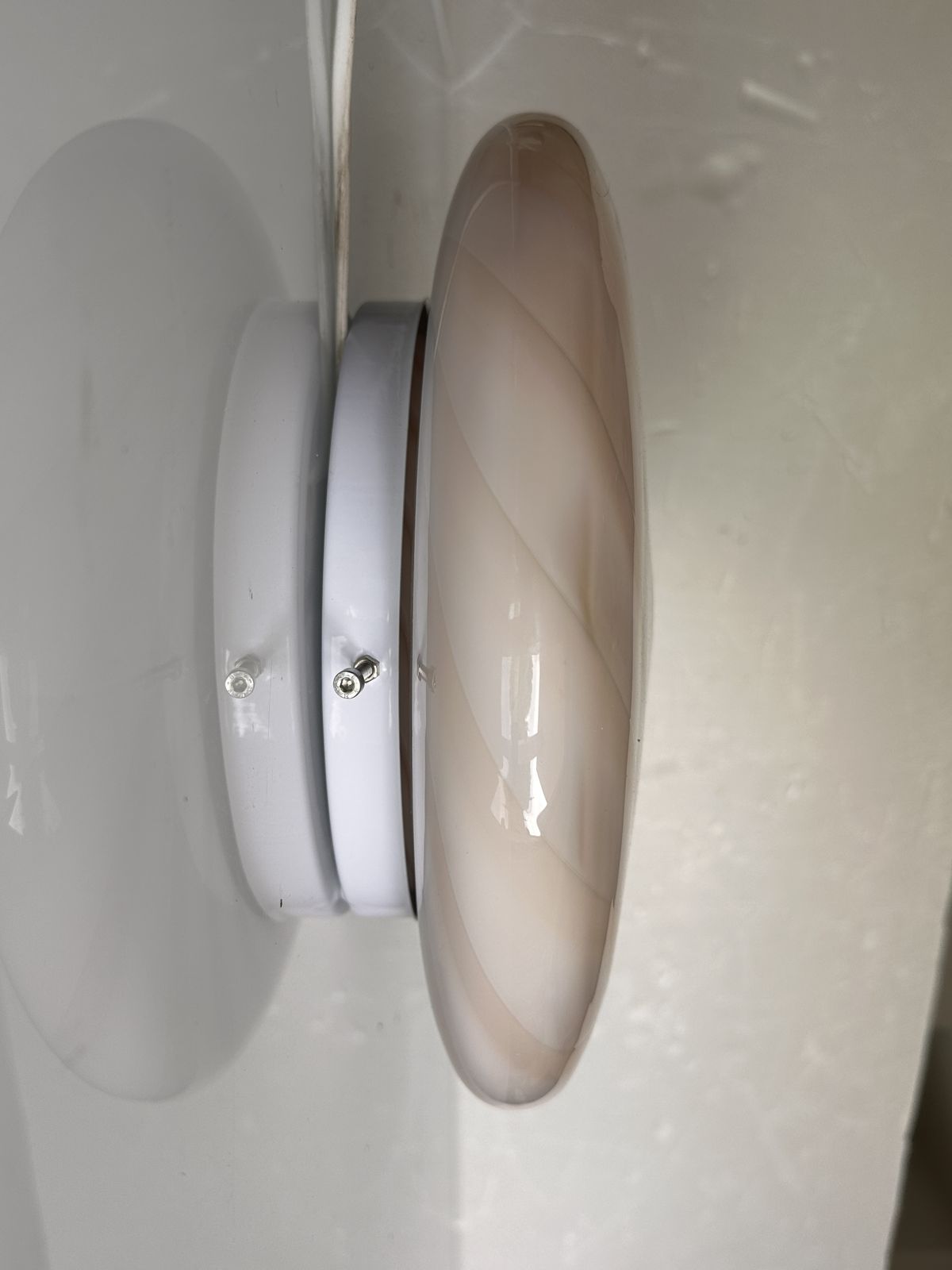Contemporary Milky White And Beige Swirls Murano Glass Flush Mount Or Wall Sconce photo furniture