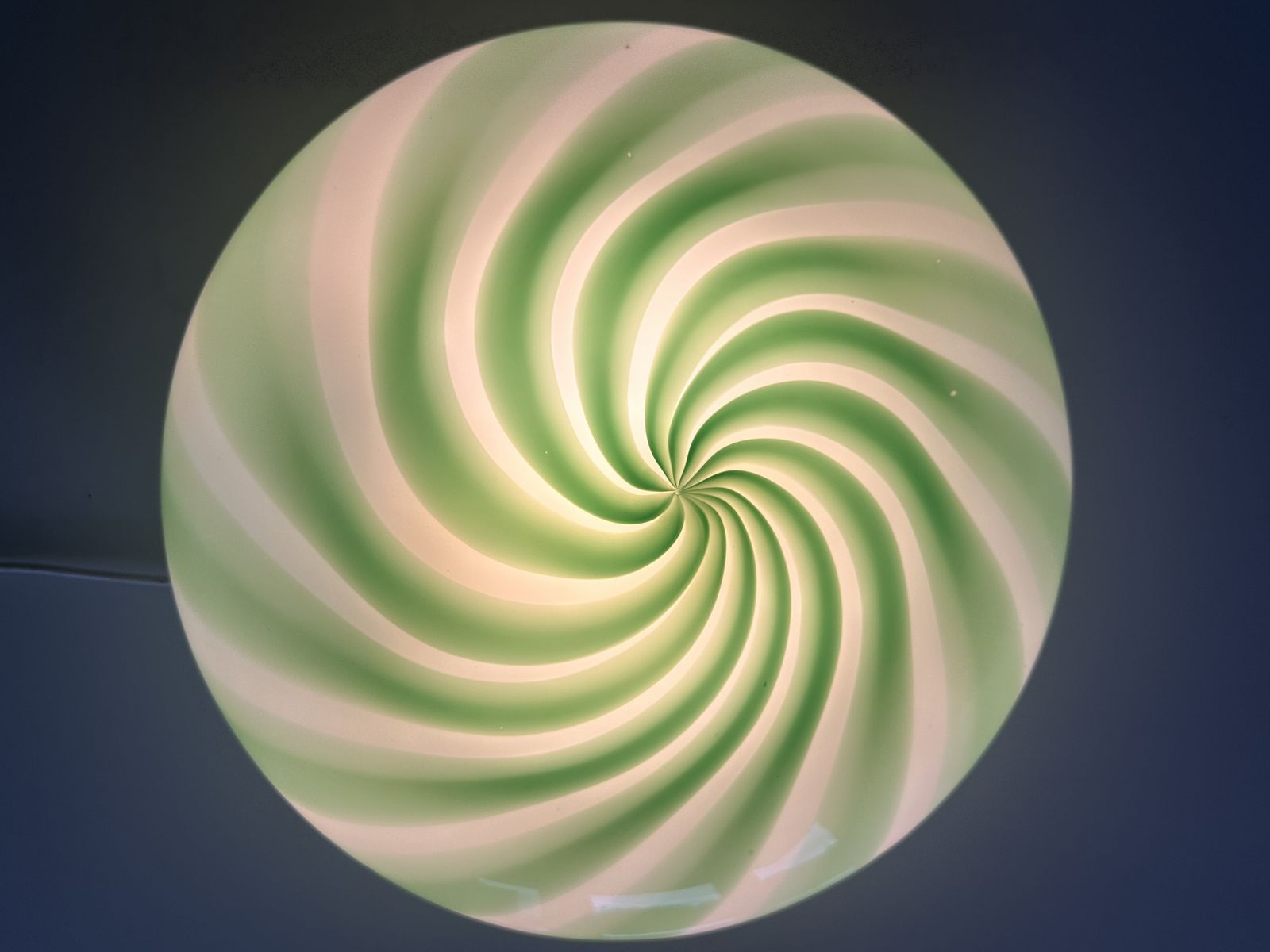 Contemporary Italian Milky White And Clear Green Swirls Murano Glass Flush Mount Or Wall Sconce photo vinterior