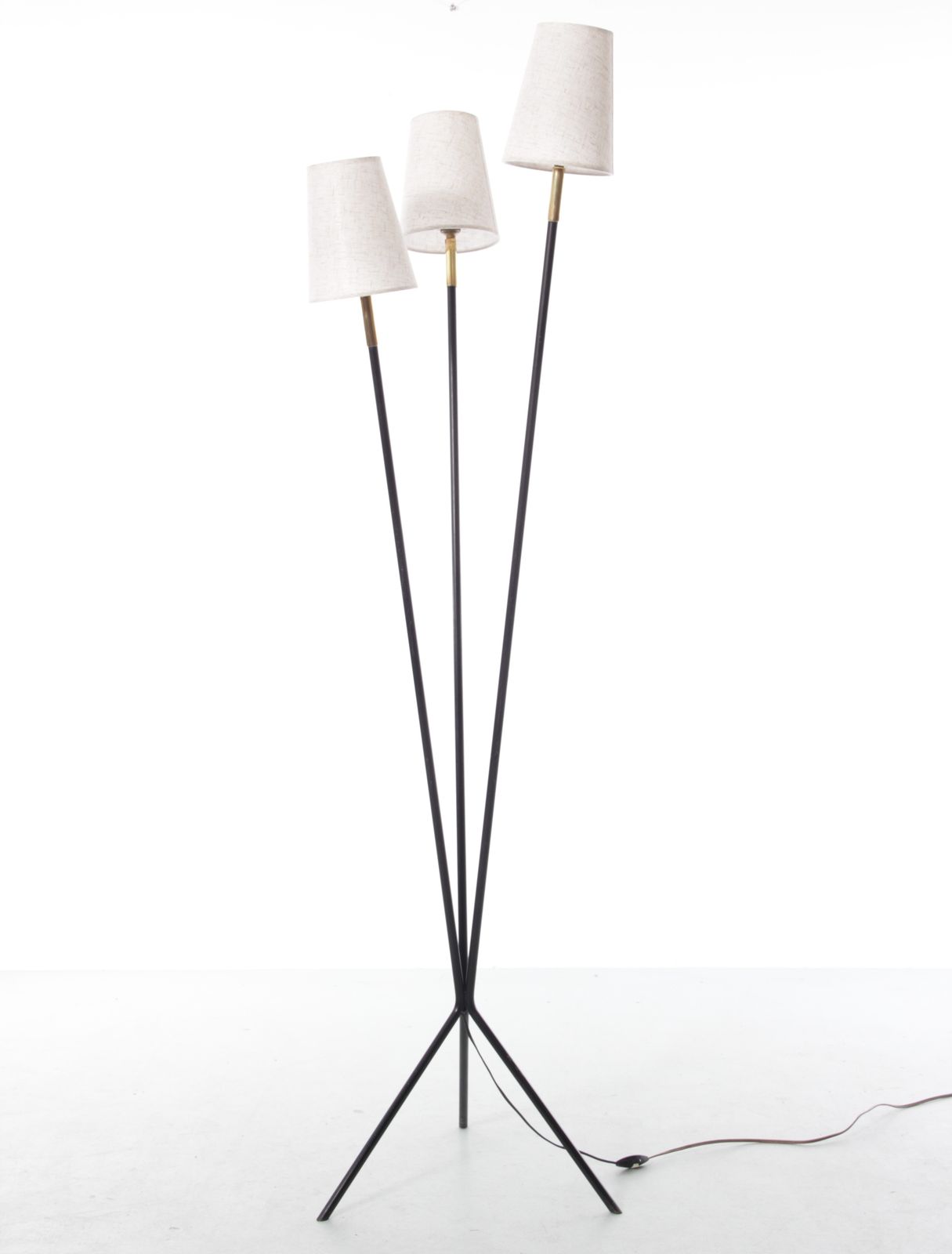 Mid Century Modern Tripod Floor Lamp With Three Lampshades