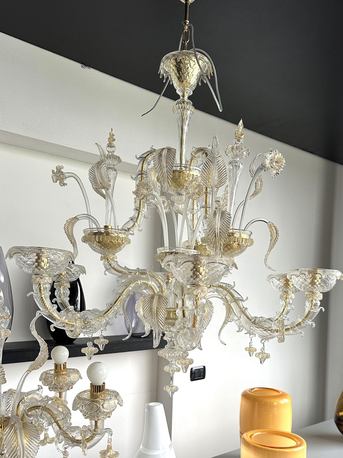photo furniture Venetian Gold "Ca' Rezzonico" Murano Glass Chandelier