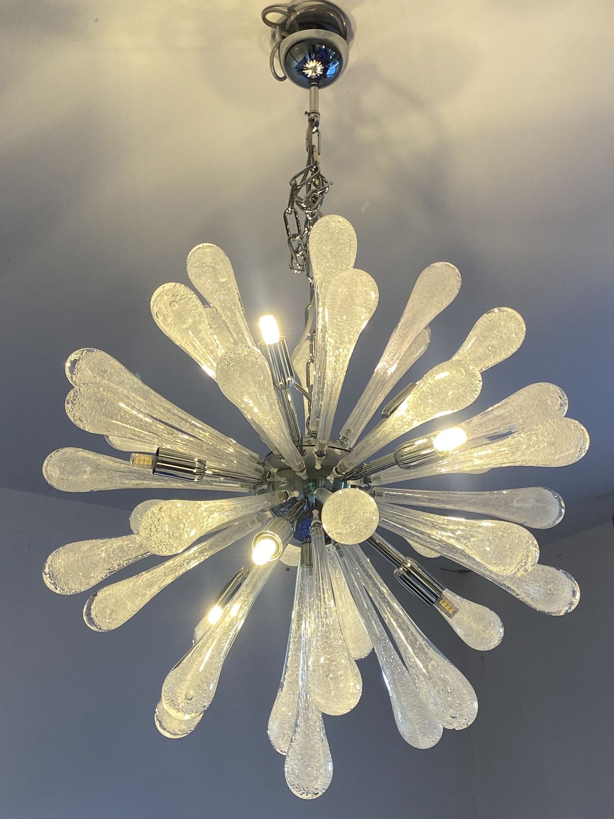 Contemporary Pulegoso “Drops” Murano Glass Sputnik Chandelier photo for sale