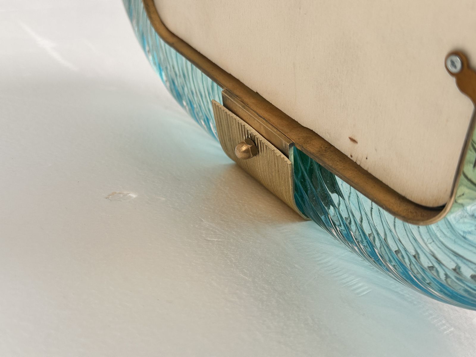 Mid Century Modern Style Light Blue"Torchon" Murano Glass Picture Frame And In Barovier Style photo 1467.0
