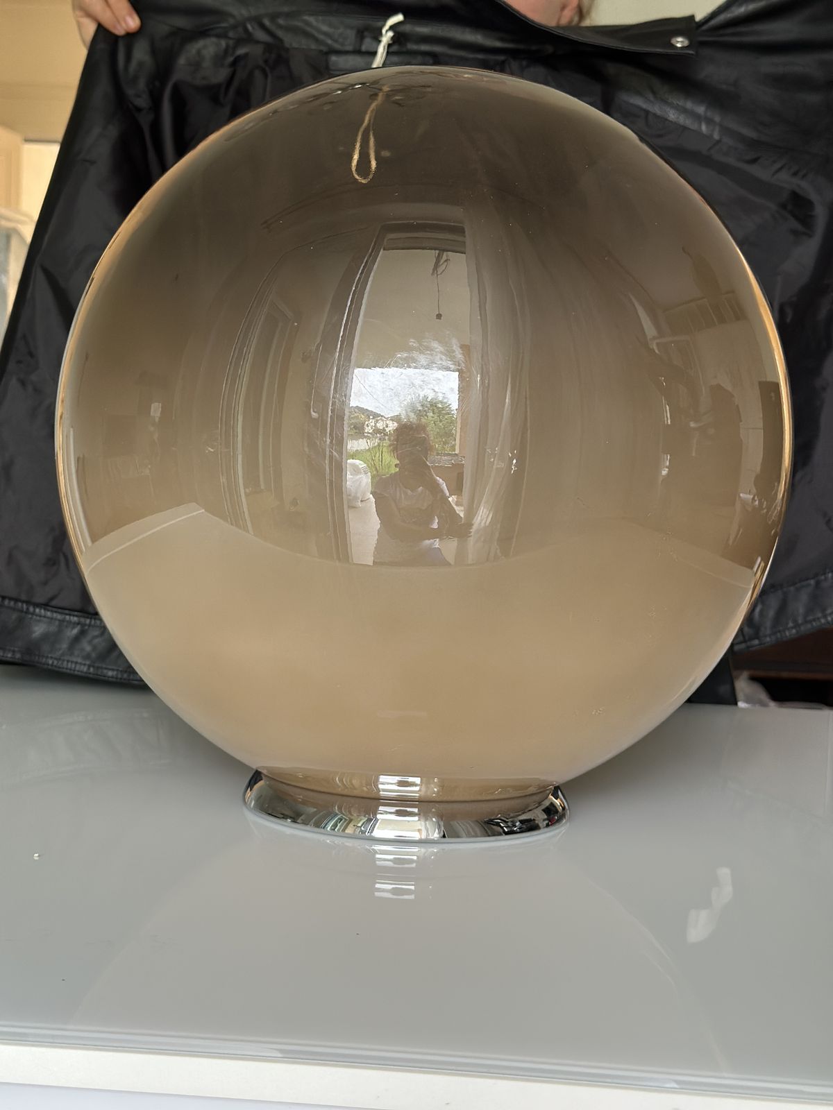 photo vintage Italian Table Lamp Murano Glass By Simoeng In Varnished Fume'