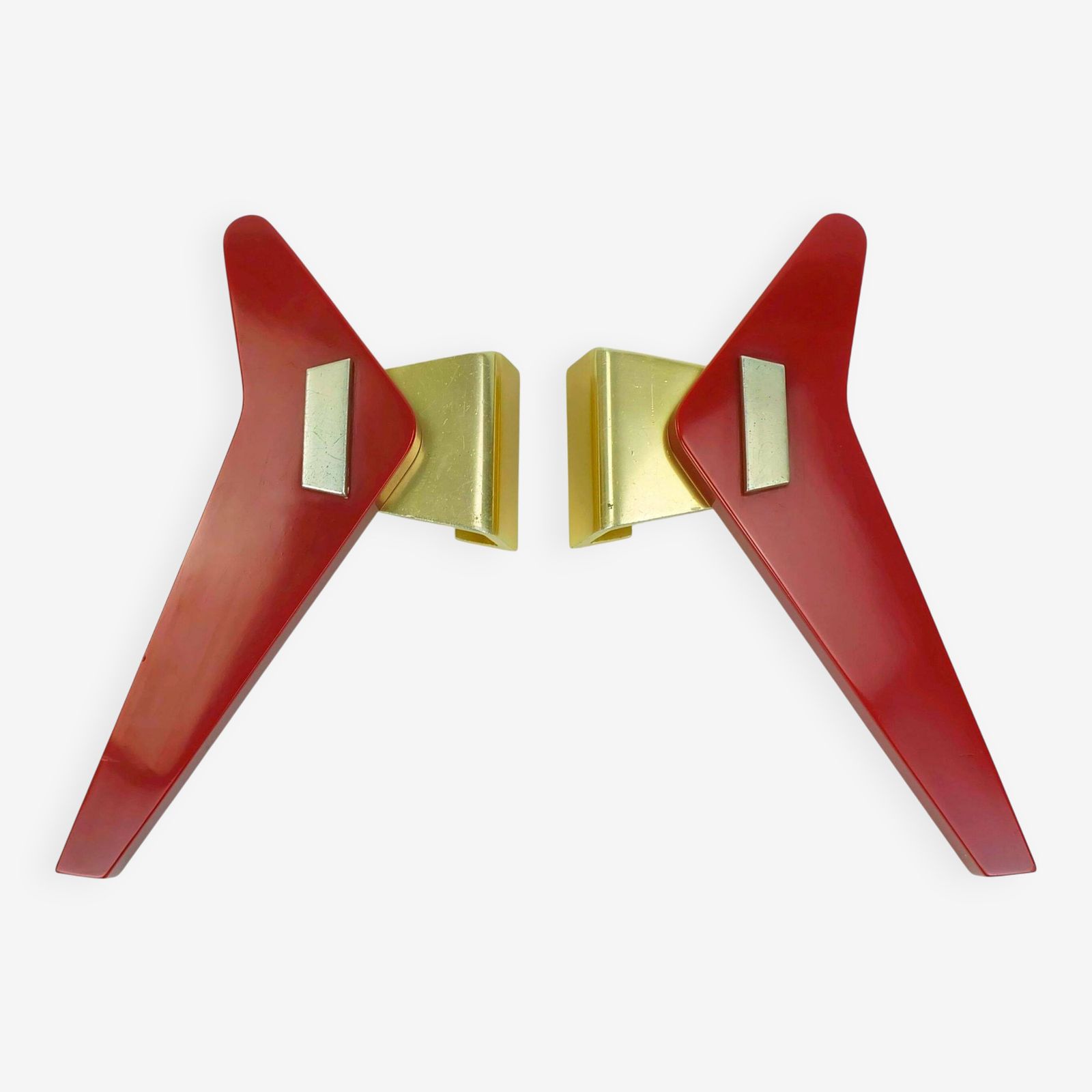1950s Streamline Door Handles Push Handles Red Bakelite And Aluminum