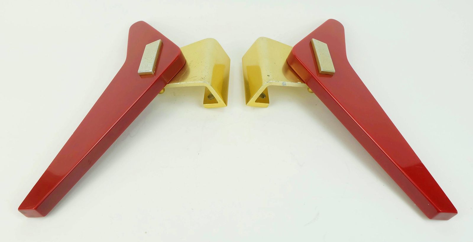 1950s Streamline Door Handles Push Handles Red Bakelite And Aluminum photo furniture
