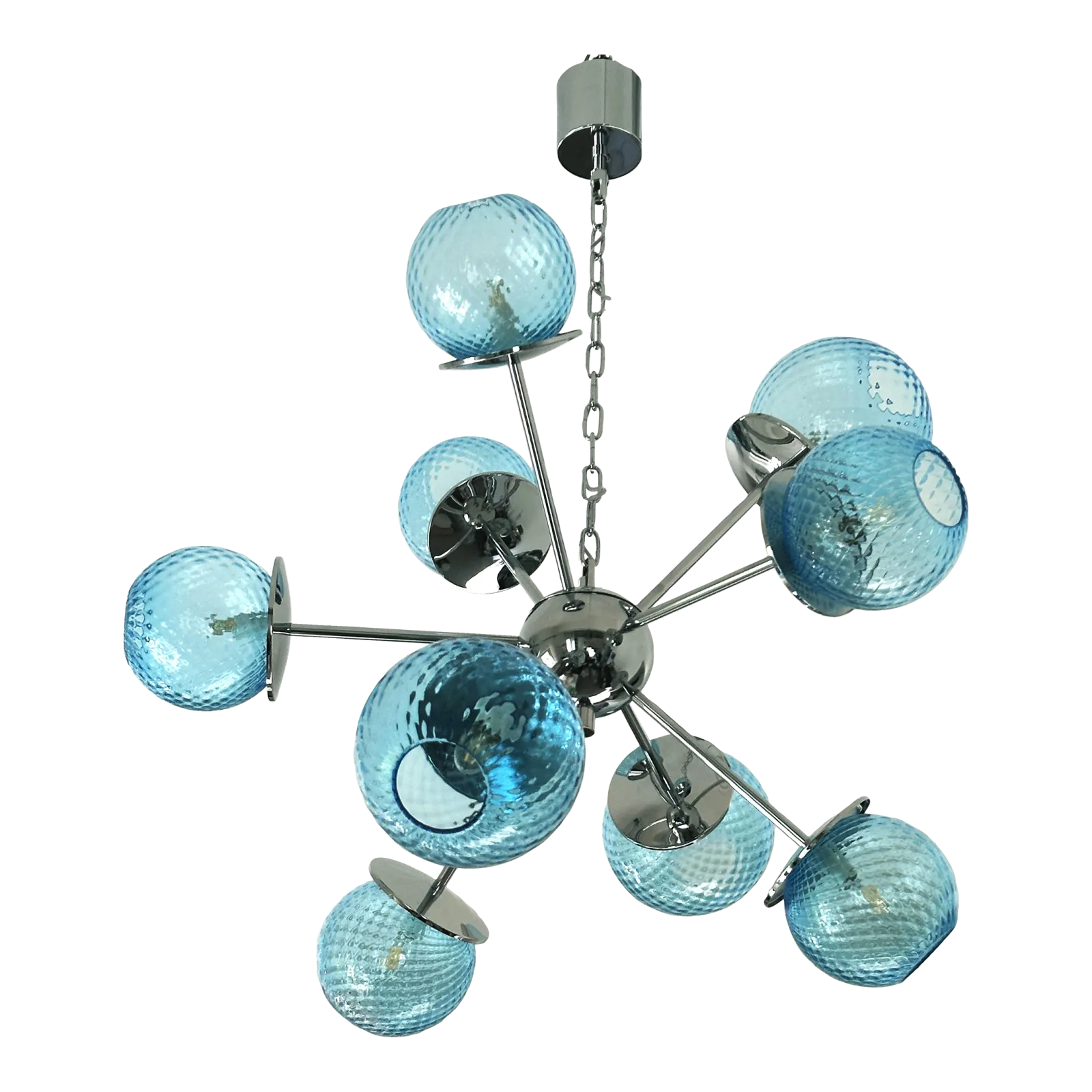 Contemporary Sputnik Light Blue "Ballotton" Murano Glass Chandelier