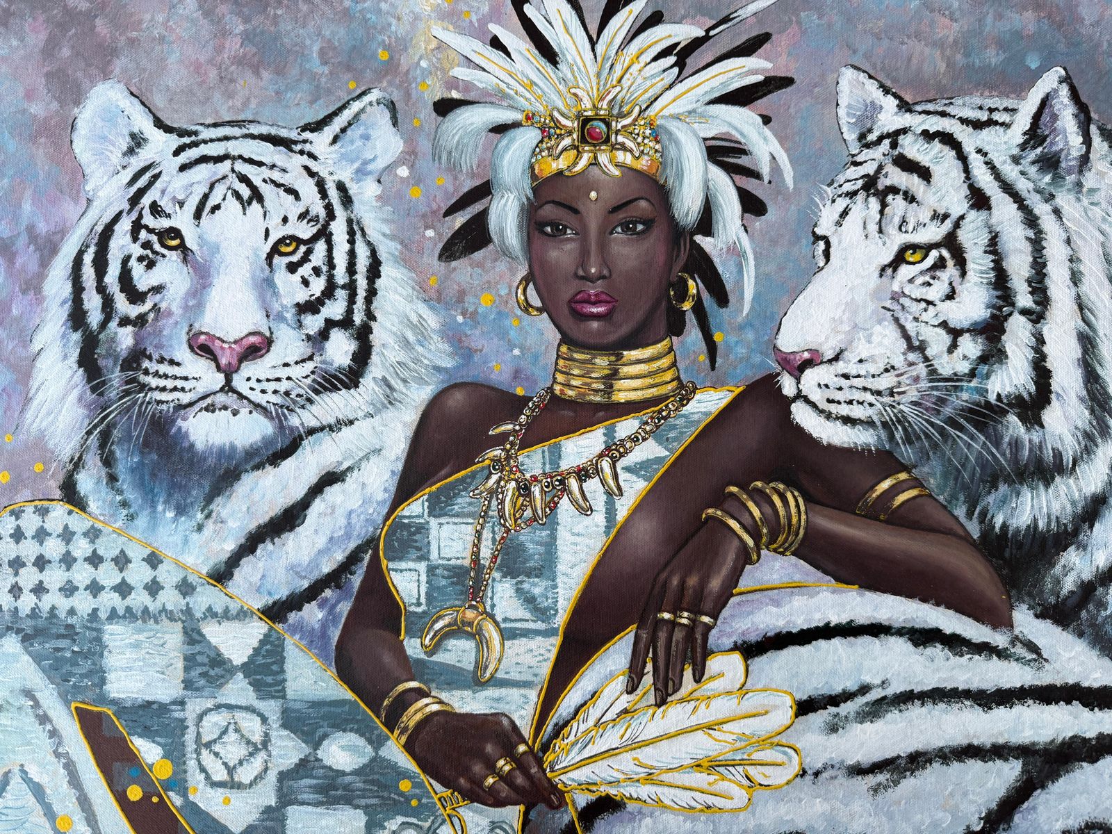 Rodolfo Ramirez Cardo Tigers Acrylic And Oil On Canvas Painting 2000 photo buy