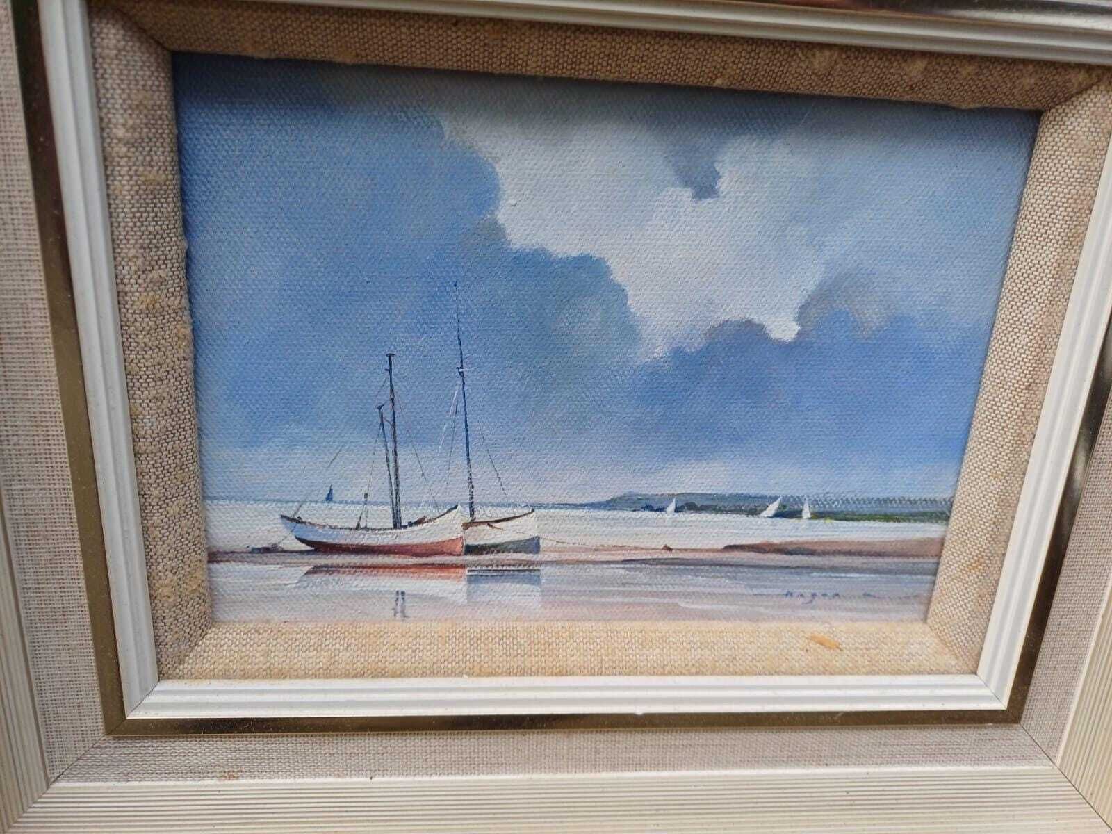 Vintage 1980s Original Oils On Canvas Pair   Seascape Paintings, Signed Oil On Canvas Coastal Nautical Art In Frames Sussex Hagop Kasparian photo Art